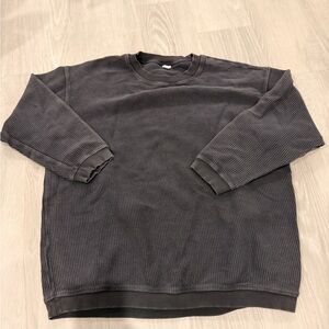 Aerie New Love Corded Oversized‎ Sweatshirt in Smoked Grey Size Small